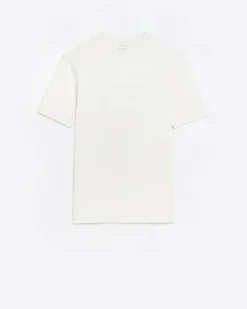 River Island Ecru muscle fit t-shirt Stone Hot