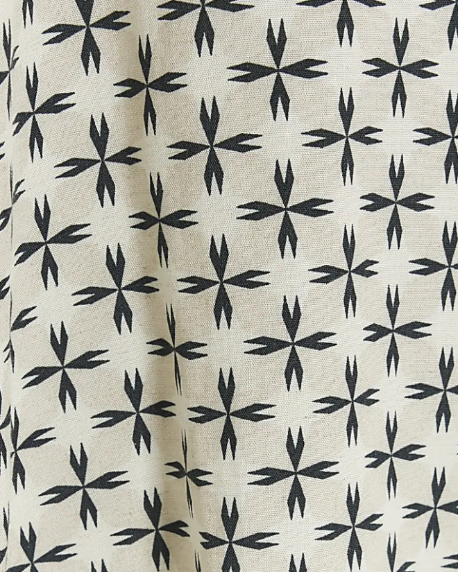 River Island Ecru regular fit geometric revere shirt Stone Hot