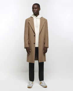 River Island Ecru regular fit plain hoodie Stone Online