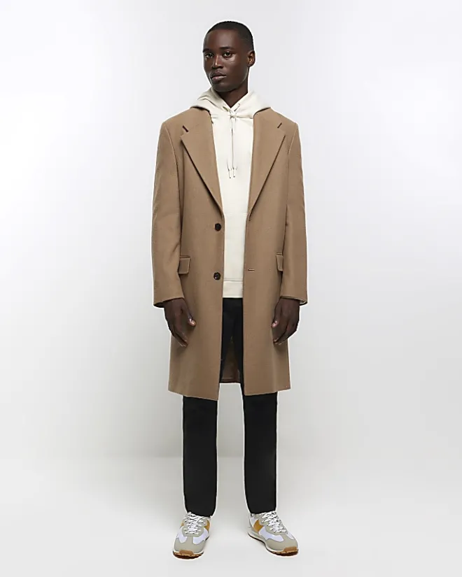 River Island Ecru regular fit plain hoodie Stone Online