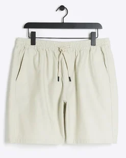 River Island Ecru regular fit pull on shorts Stone Fashion