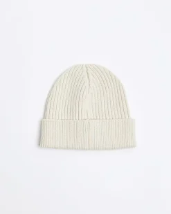 River Island Ecru rib beanie Stone Hot
