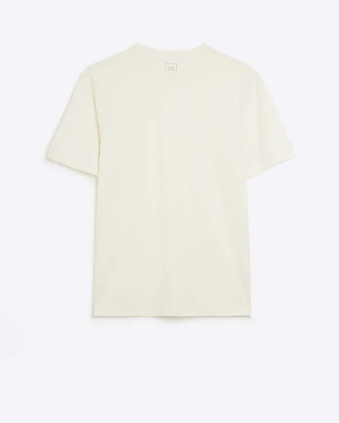 River Island Ecru slim fit t-shirt Stone New
