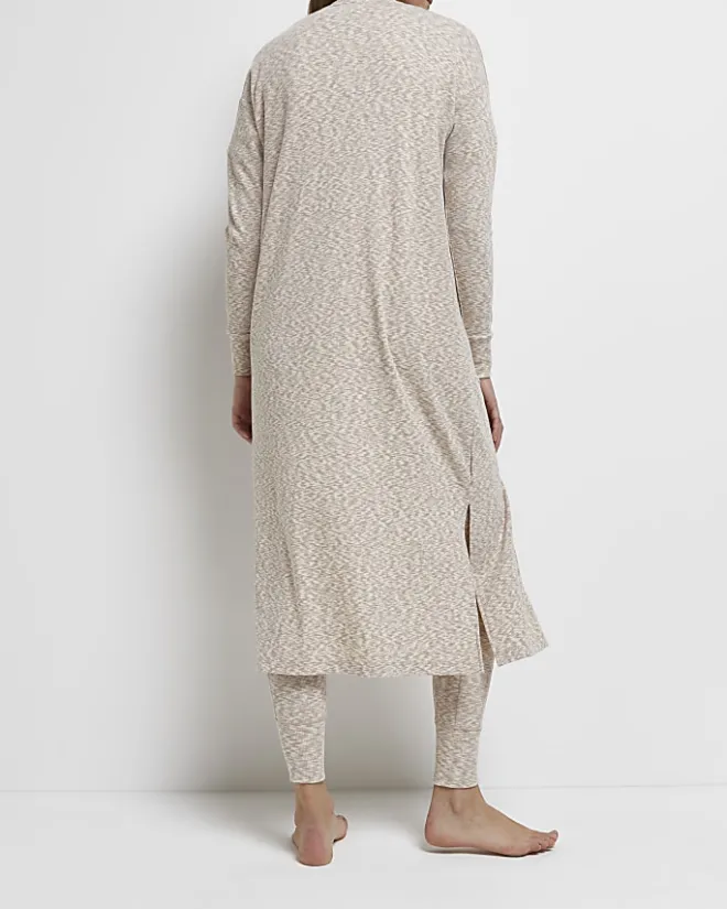 River Island Ecru space dye print maternity maxi cardigan Cream Online