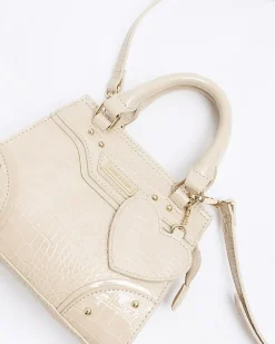 River Island Girls beige croc embossed tote bag Cream Hot