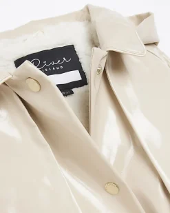River Island Girls beige PU hooded trench coat Cream Best