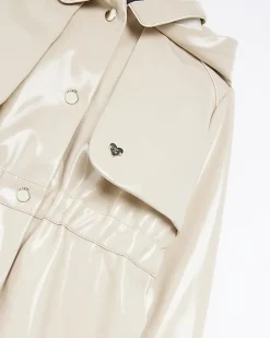 River Island Girls beige PU hooded trench coat Cream Best