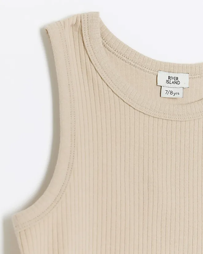 River Island Girls beige rib tank top Cream Sale