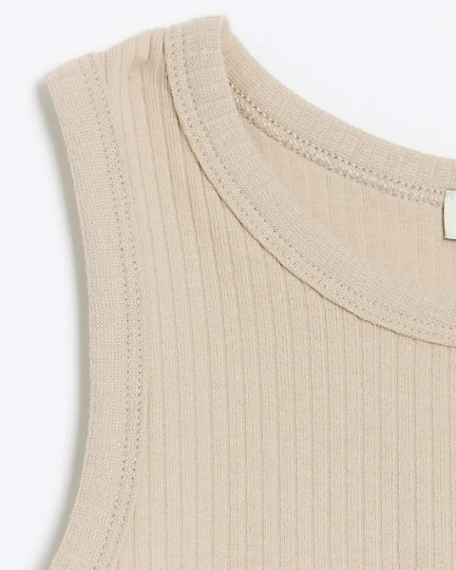 River Island Girls beige rib tank top Cream Sale