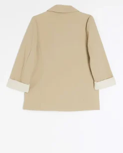 River Island Girls beige rolled sleeve blazer Cream Sale