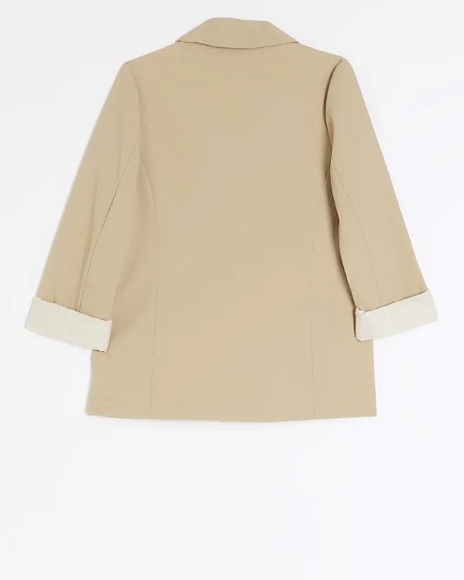 River Island Girls beige rolled sleeve blazer Cream Sale