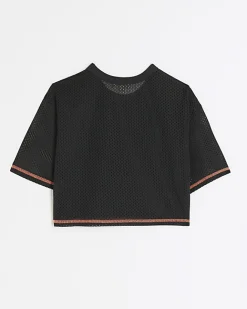 River Island Girls active mesh back t-shirt Black Online