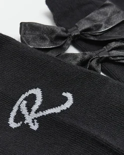 River Island Girls bow knee high socks Black Sale