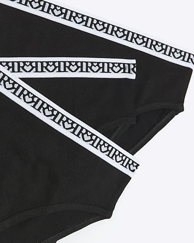 River Island Girls brief 10 pack Black Clearance