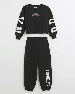 River Island Girls Brooklyn sweatshirt set Black Discount