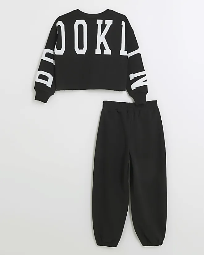 River Island Girls Brooklyn sweatshirt set Black Discount