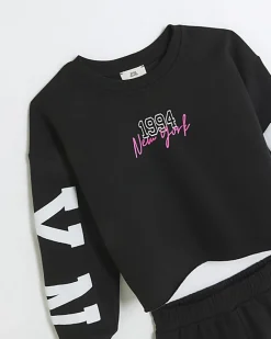 River Island Girls Brooklyn sweatshirt set Black Discount