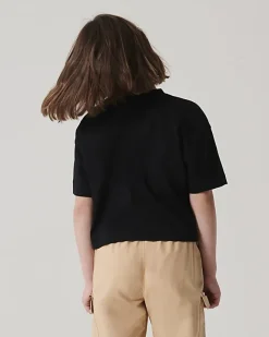 River Island Girls crop graphic t-shirt Black Outlet