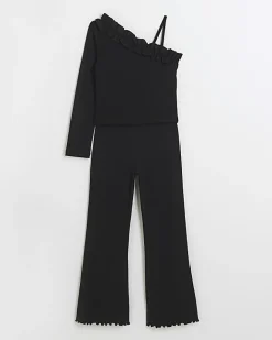 River Island Girls frill one shoulder top set Black Sale