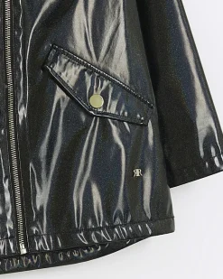 River Island Girls glitter hooded rain coat Black Best