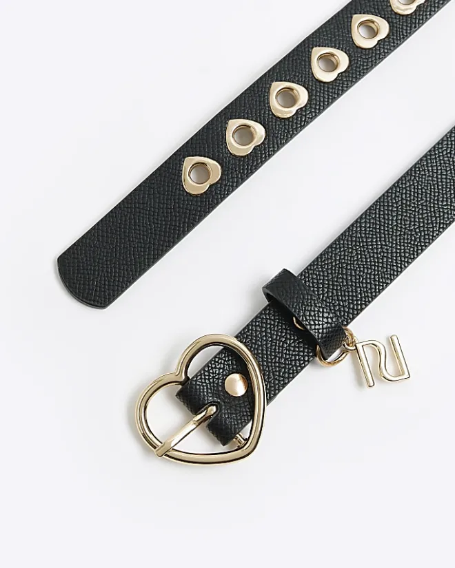 River Island Girls heart buckle belt Black Fashion