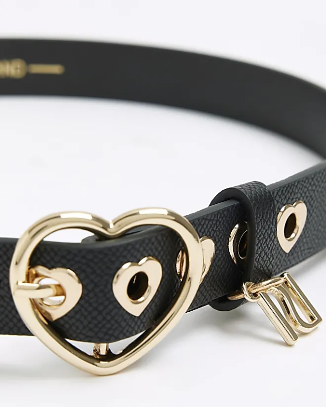 River Island Girls heart buckle belt Black Fashion