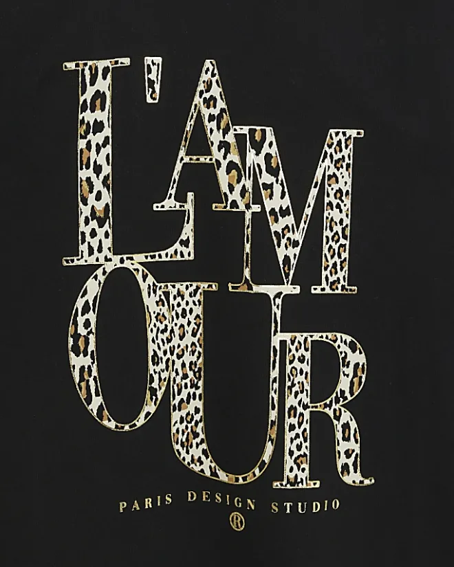 River Island Girls leopard print t-shirt multipack Black Sale
