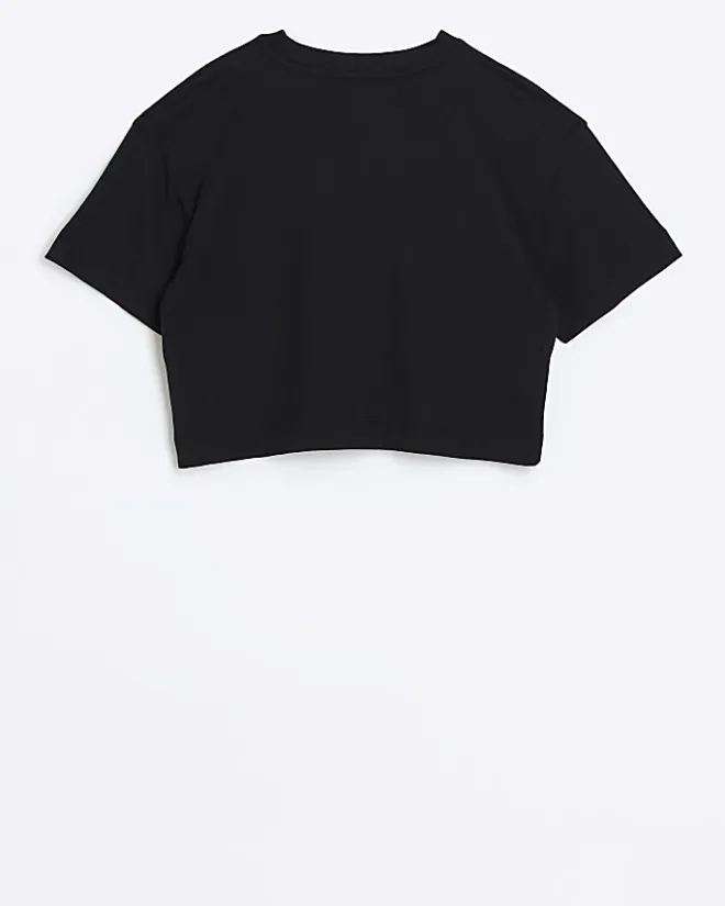 River Island Girls lips crop t-shirt Black Best