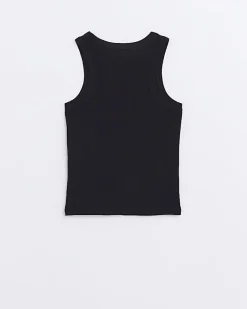 River Island Girls Long line ribbed tank top Black Online