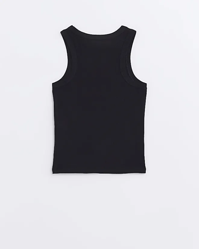 River Island Girls Long line ribbed tank top Black Online