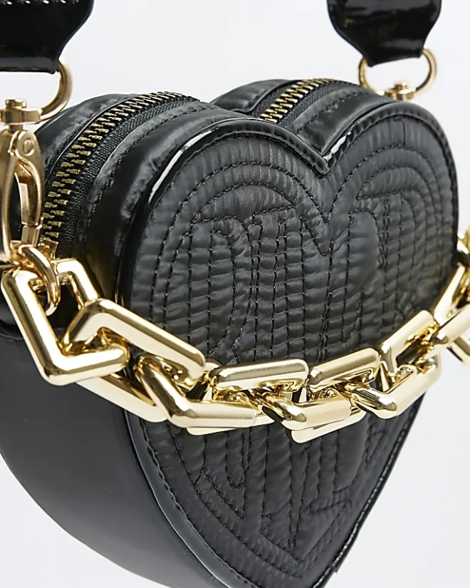 River Island Girls nylon heart cross body bag Black Sale