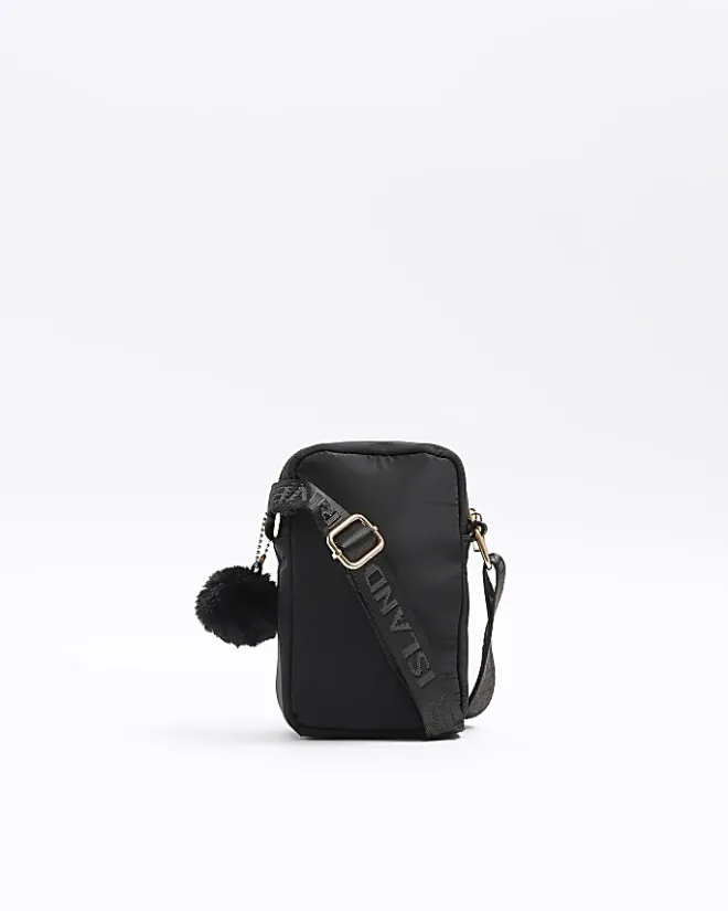 River Island Girls nylon heart pom festival Black New