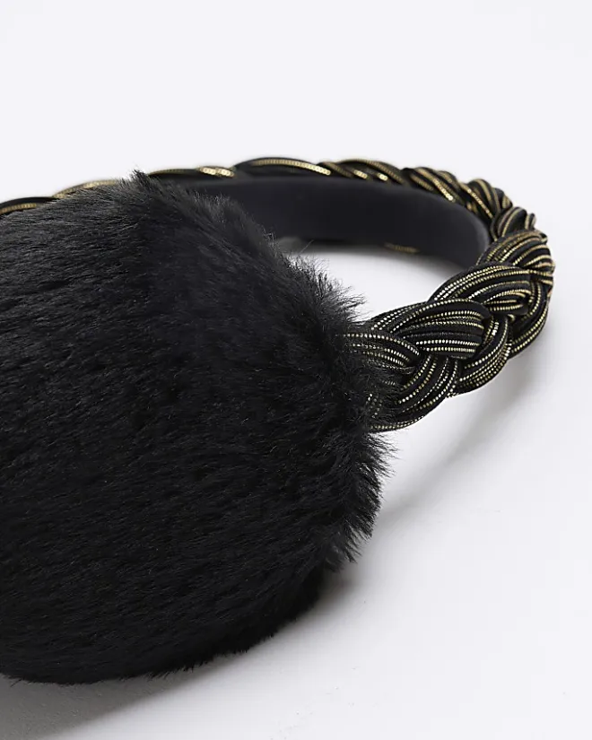 River Island Girls black plait earmuffs Yellow New