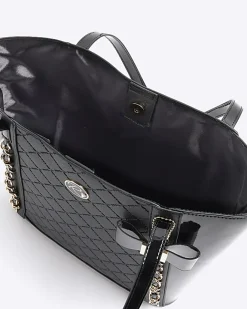 River Island Girls quilted bow shopper bag bundle Black Best