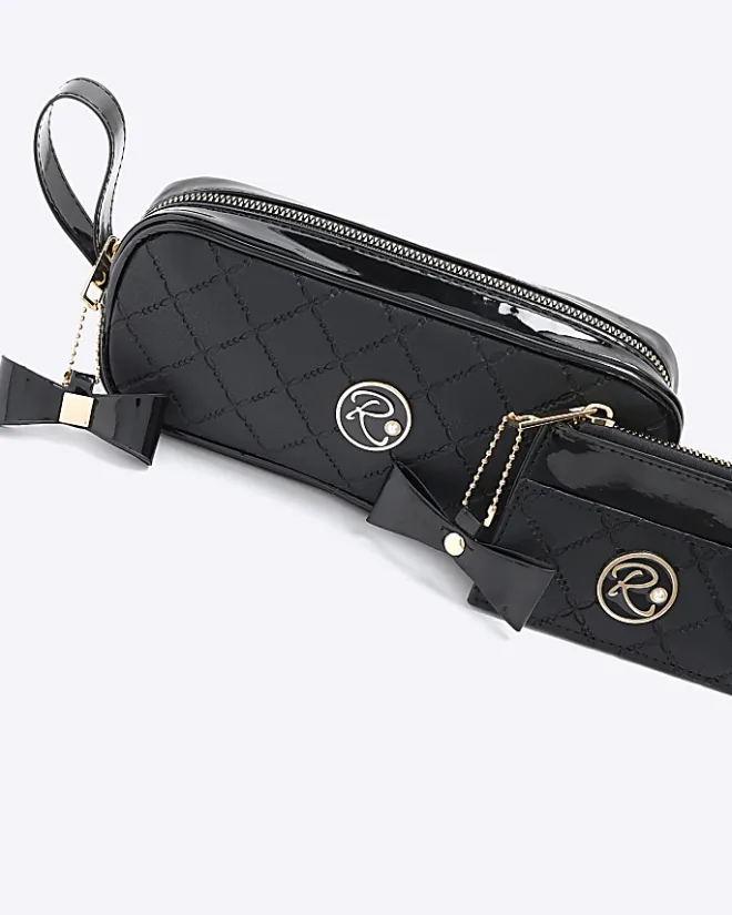 River Island Girls quilted bow shopper bag bundle Black Best