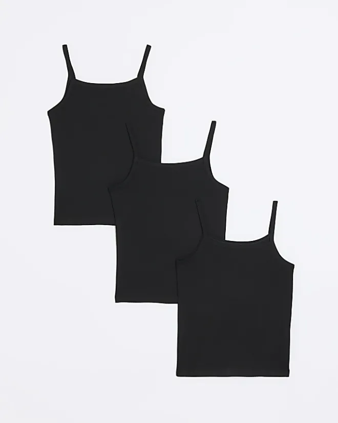 River Island Girls RI vest top 3 pack Black Discount