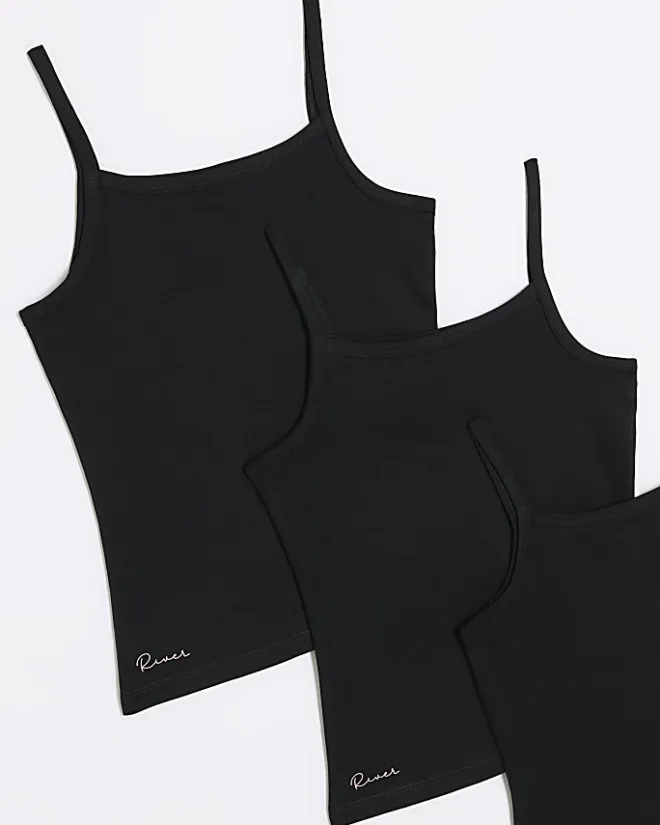 River Island Girls RI vest top 3 pack Black Discount