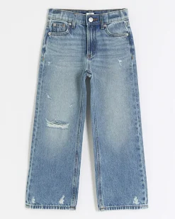 River Island Girls straight ripped jeans Blue Hot