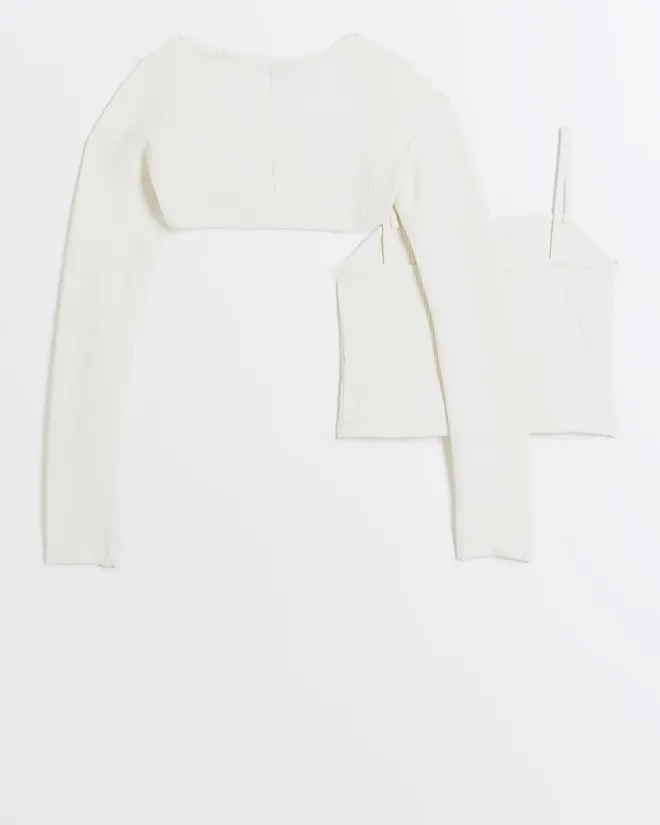 River Island Girls cardigan and cami top set Cream Outlet