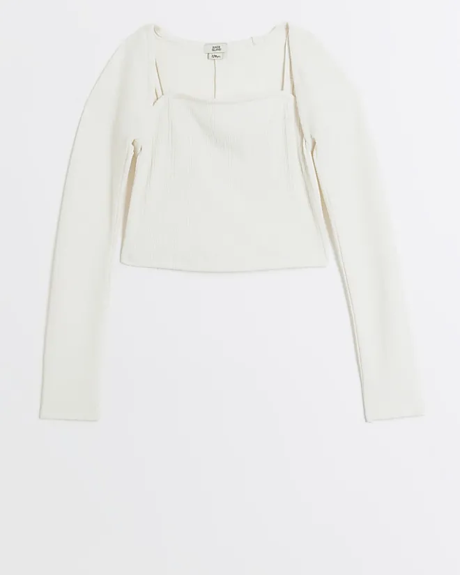 River Island Girls cardigan and cami top set Cream Outlet
