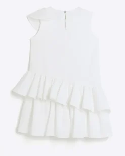 River Island Girls frill sleeveless shift dress Cream Best