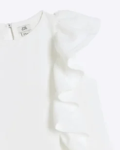 River Island Girls frill sleeveless shift dress Cream Best