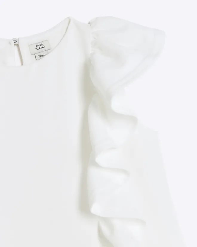 River Island Girls frill sleeveless shift dress Cream Best