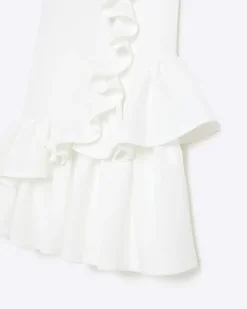 River Island Girls frill sleeveless shift dress Cream Best