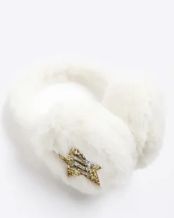 River Island Girls Glitter Star Earmuffs Cream Discount