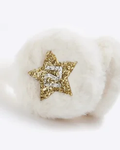 River Island Girls Glitter Star Earmuffs Cream Discount