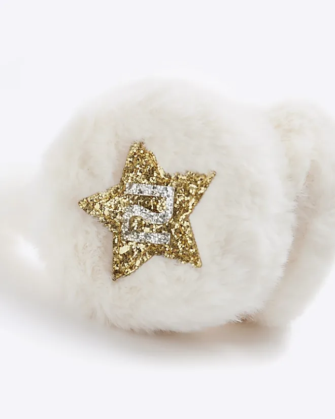 River Island Girls Glitter Star Earmuffs Cream Discount