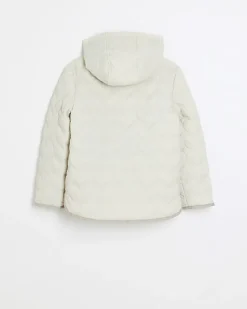 River Island Girls padded heart quilted coat Cream Outlet