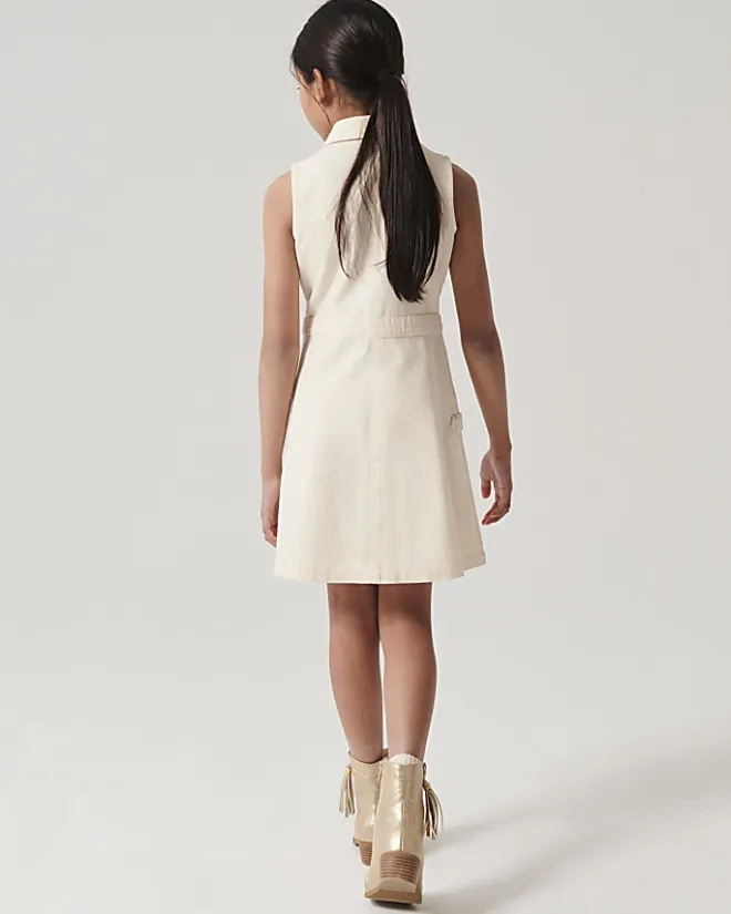 River Island Girls pinafore dress Cream Fashion