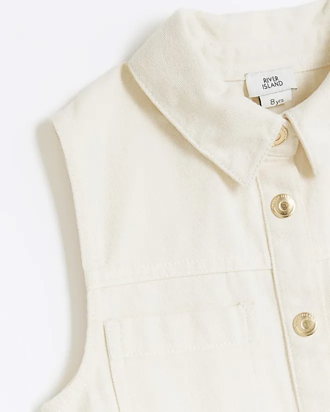 River Island Girls pinafore dress Cream Fashion
